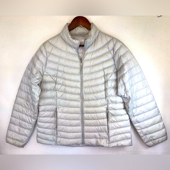 32 Degrees Women's Puffer Coat Jacket Grey Silver Duck‎ Down Large Full Zip - Picture 3 of 16